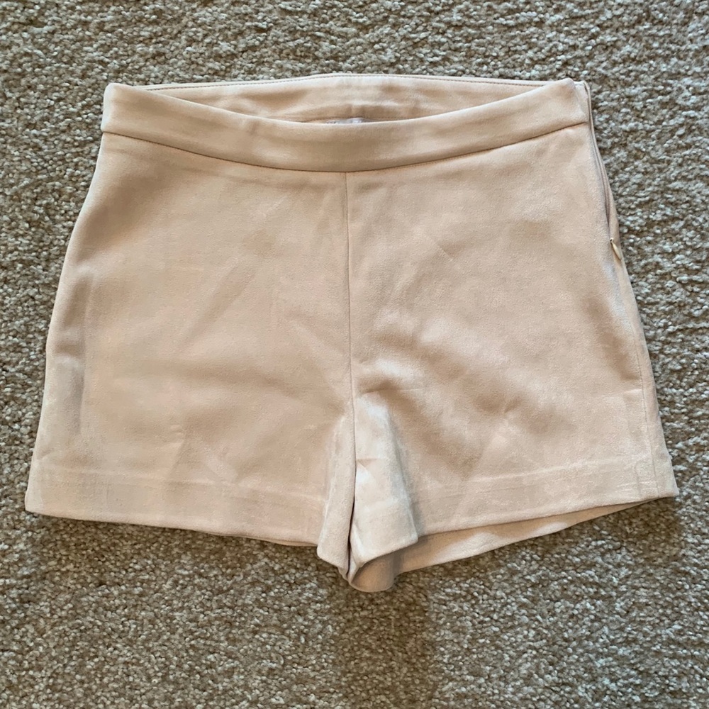 Beige Suede Shorts